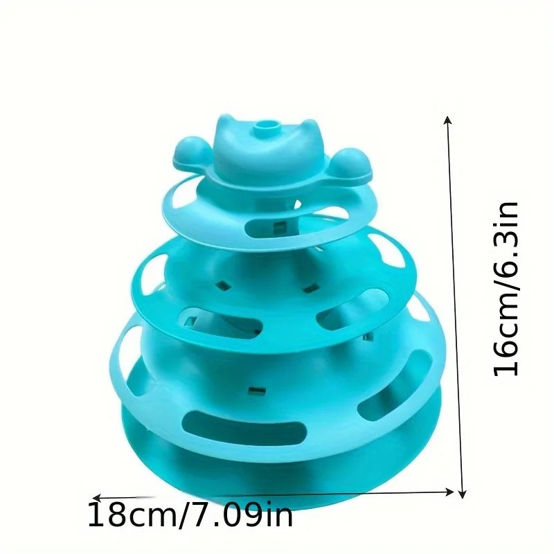 4-Layer Feather Cat Turntable with&nbsp; Toy Balls &amp; Play Stick – Interactive Cat Toy
